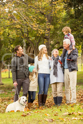 Happy family in the park together