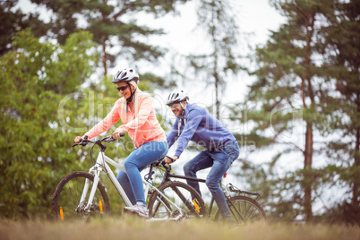 Happy couple on a bike ride