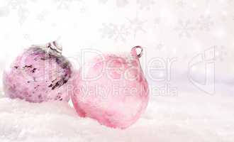 Pink glass Christmas baubles