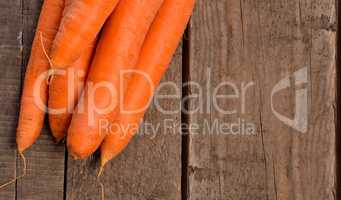 Fresh carrots on wood