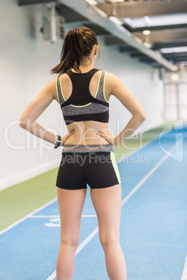 Fit woman on the running track