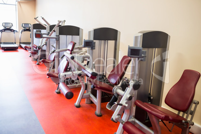 Row of weights machines