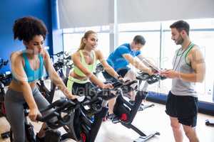 Fit people in a spin class