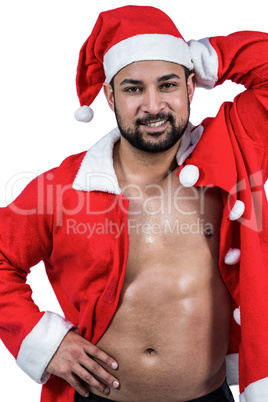 Muscular man in santa outfit