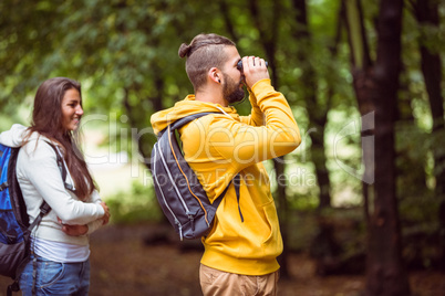 Happy friends on hike together