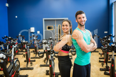 Couple working out together