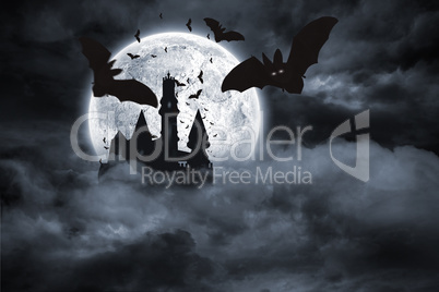 Bats flying from draculas castle