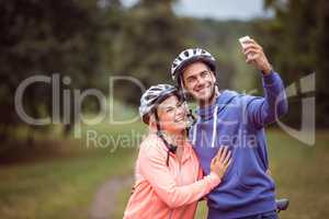 Happy couple on a bike ride