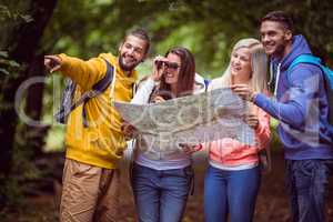 Happy friends on hike together