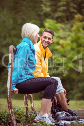 Happy couple on a hike