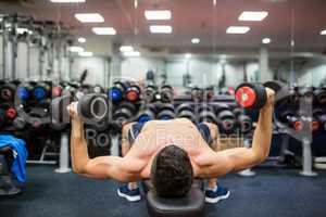 Man using weights in his workout