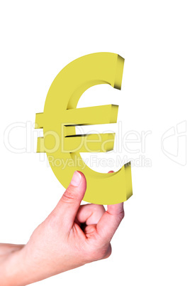 Hand holding euro symbol