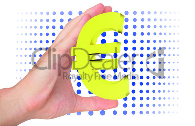 Hand holding euro symbol