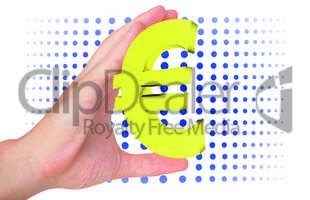 Hand holding euro symbol