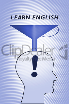 Head with funnel "learn english"