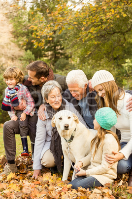 Happy family in the park together