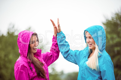 Friends having fun on a hike