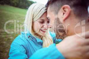 Happy couple on a hike