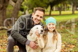 Young family with a dog