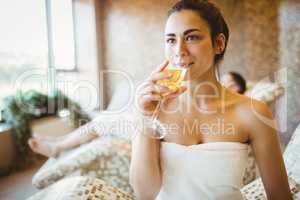 Woman enjoying her glass of champagne