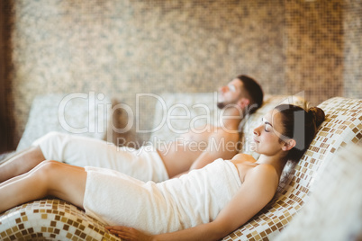 Man and woman lying down together