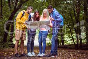 Happy friends on hike together