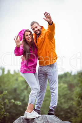 Happy couple on a hike