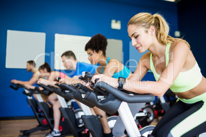 Fit people in a spin class