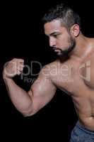 Bodybuilder man flexing his muscles