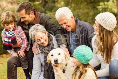 Happy family in the park together