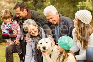 Happy family in the park together