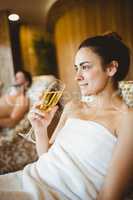 Woman enjoying her glass of champagne