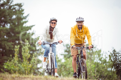 Happy couple on a bike ride