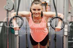 Woman focused and working out