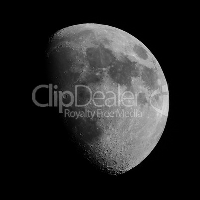 Black and white Gibbous moon