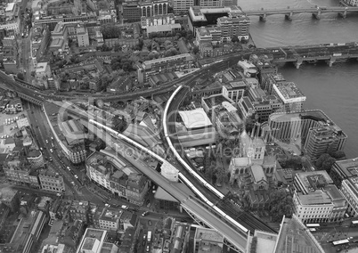 Black and white Aerial view of London