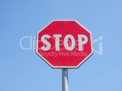 Stop sign over blue sky