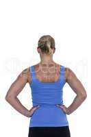 Back view of muscular woman
