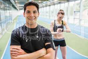 Fit couple on the indoor track