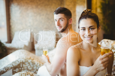 Man and woman with champagne glasses