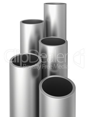 Steel Pipes on a white background.