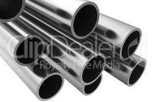 Steel Pipes on a white background.