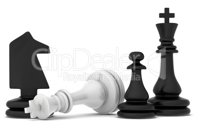 The fallen chess piece lying on a white background