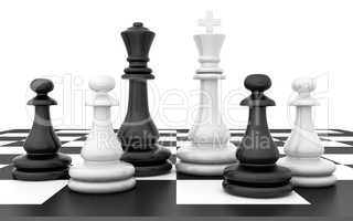 Chessmen stand on chessboard