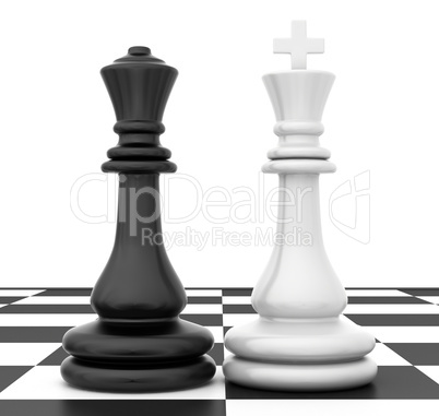 The two figures standing beside on chessboard