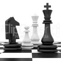 Chessmen stand on chessboard