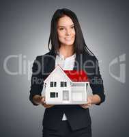 Business woman showing the house. Selling real estate