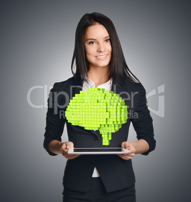 Business woman showing a pixel to the brain