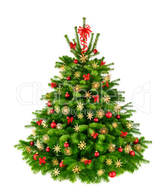Edler Weihnachtsbaum mit Strohsternen