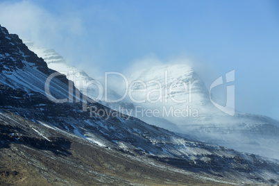 Snowy mountain landscape in Iceland